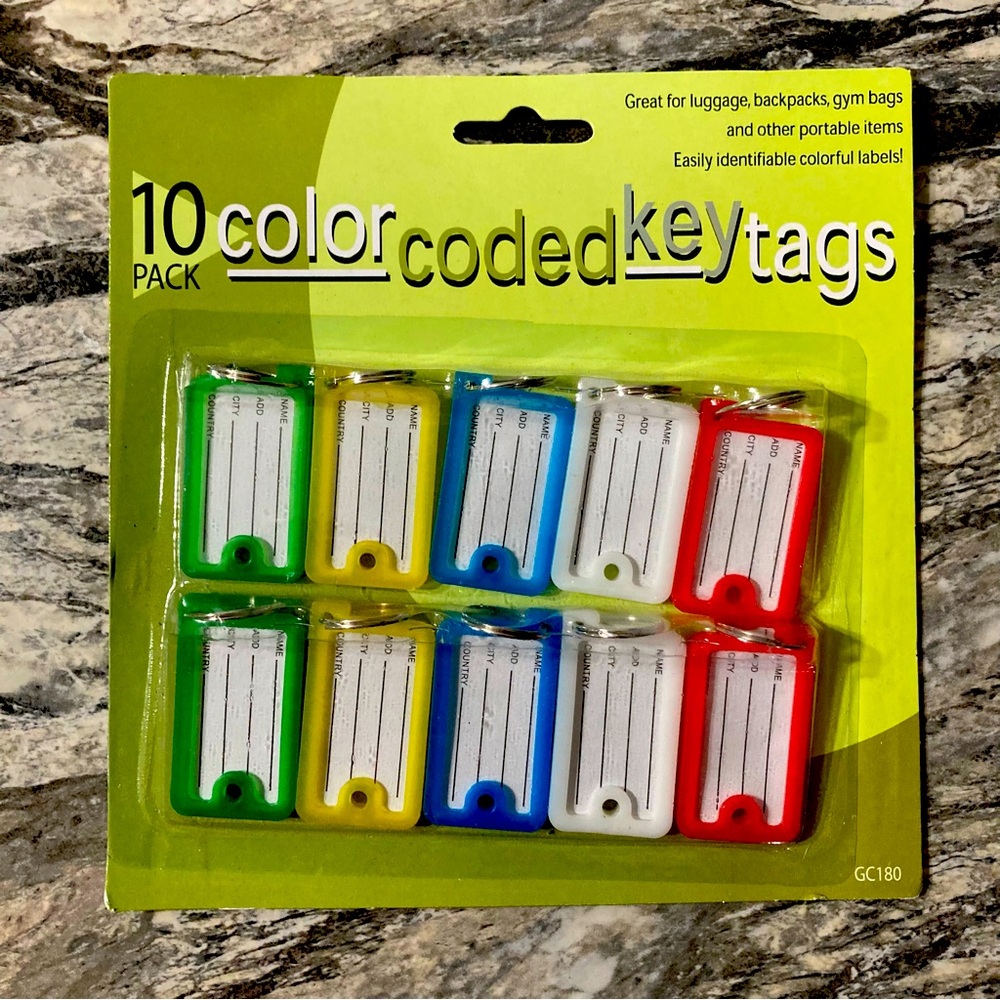 10 Pack Color Coded Key Tags Great for Luggage, Backpacks, Gym Bags & Others
